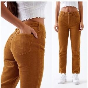 PacSun High-Rise Corduroy Jeans in Mustard Brown